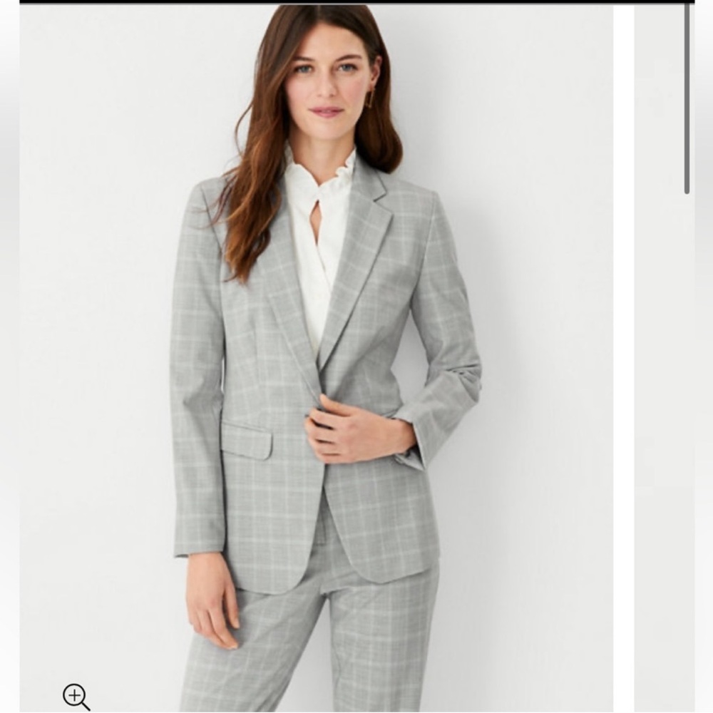 New Ann Taylor Gray Plaid Blazer